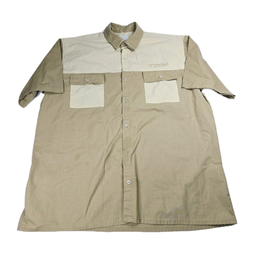 Kudu‎ Victoria Falls Zimbabwe Button Up Short Sleeve Safari Shirt Mens Size 2XL